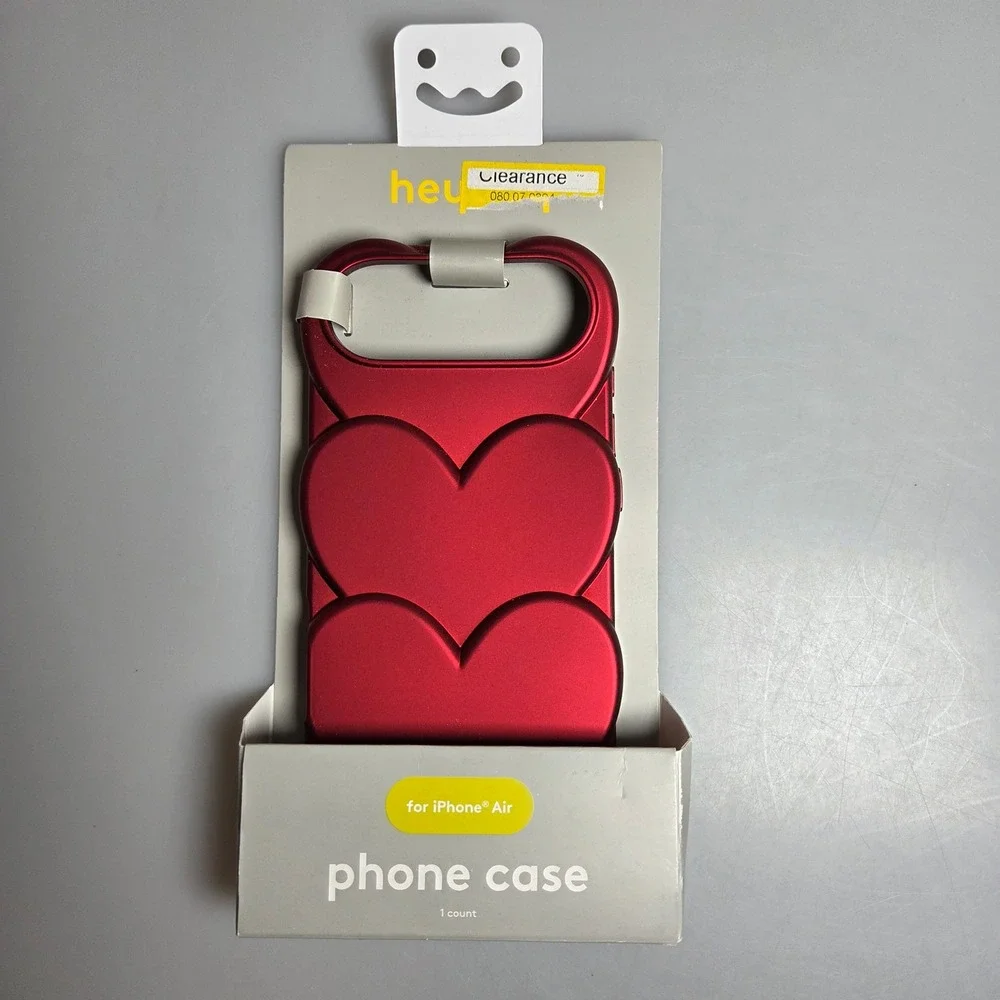 Heyday iPhone Air Case Metallic Red 3D Stacked Hearts Protective Phone Cover